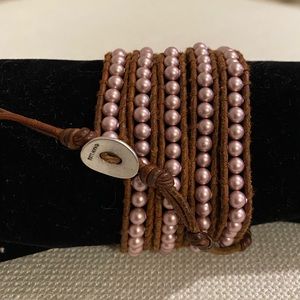 Chan Luu Pink Freshwater Pearls Five Wrap Bracelet
